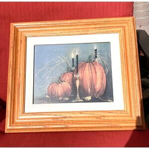 Picture pumpkin and candle sticks perfect for Halloween or fall decor